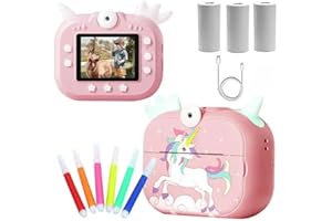 GENERIC Kids Camera Instant Print, Girls & Boys Zero ink Print Photo Selfies Video Digital Camera with Photo Paper Print Rolls, 16GB Micro SD Card, Birthday, (Pink)