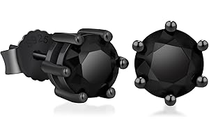 KRKC & CO KEEP REAL KEEP CHAMPION KRKC&CO 925 Sterling Silver Stud Earrings, 14K Gold/Black Gold Iced Out Earrings, Prong-Setting 5A CZ Stones, Hip Hop Street-wear Rapper Earrings for Women & Men Dating Party