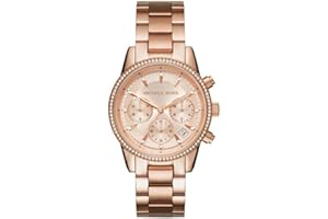 Michael Kors Ritz Montre pour Femme, Mouvement Chronographe, Bracelet en Acier Inoxydable Ou en Cuir