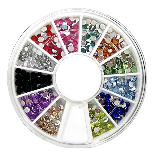 janedream 2.400 Strasssteinen. 12 Farben Strass Rollen Aufkleber Nail Art Dekoration Junge Mädchen DIY Nail Art Tipps Aufkleber rund Rad