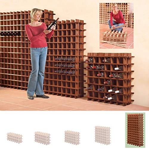 Modulares Weinregal System PRIMAVINO, für 84 Fl., Holz Kiefer dunkelbraun, stapelbar / erweiterbar - H 150 x B 75 x T 22 cm