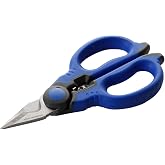 Alyco - Professional Electrician Scissors Stainless Steel | 160 mm | Reinforced Tool with Notch Serrated Wire Stripper and Ad