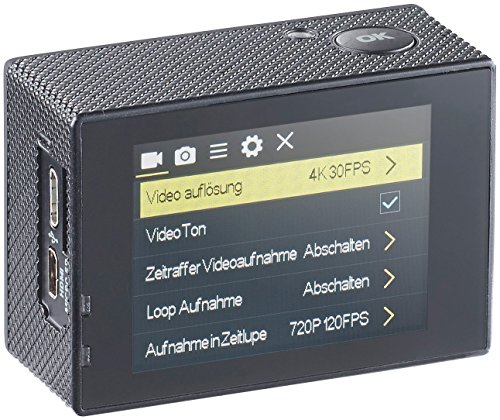 Somikon Motorrad Kamera: Einsteiger-4K-Action-Cam, WLAN Full HD (60 fps) mit Unterwassergehäuse (Action Cam 4K 60fps, Action Camera 4K, Mini Actioncam) – Bild 4