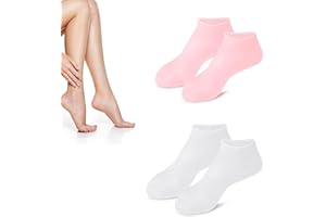 Yeria Chaussettes en Silicone,Chaussettes en Silicone Hydratantes et Anti-Fissures pour le Pied Entier,Chaussettes en Gel Hydratantes pour Hommes et Femmes (Couleur de la Peau+Rose)