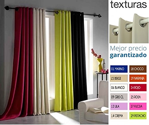 TEXTURAS HOME SECRET - Cortina con Ojales BLACKOUT Efecto FOSCURIT 260x140 cms ( Varios colores disponibles ) (BLANCO)