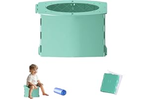 BAVOOTY Foldable potty for children, potty for on the go, foldable toilet bucket, travel toilet, baby toilet potty, portable children's toilet with storage bag, for car, on the go, outdoor and indoor, green
