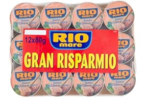 Rio Mare: Juego de 12 latas de atún en aceite de oliva, atún de aleta amarilla, paquete de 12, 80 g (2.82 oz) cada una de 960 g (33.86 oz) en total
