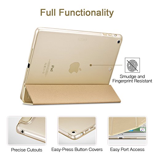 iPad Air Hülle, ESR® Yippee Series Auto aufwachen / Schlaf Funktion Wickelfalz Ledertasche mit Lichtdurchlässig Rückseite Abdeckung Leichtgewicht Schutzhülle für iPad Air / iPad 5 (Champagner Gold) - 6