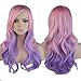 S-noilite® Fashion Women Long Wig Curly Wavy Hair Full Cosplay Party Anime Wig 20 Colors (24"/60CM, Pink + Purple)
