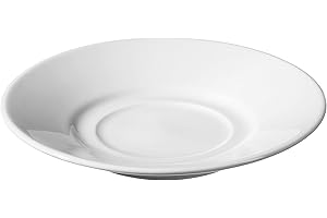 Aro Set piatti per tazze da caffè, 6 pezzi, porcellana, Ø 12,6 cm, 150 ml, bianchi, piattini impilabili, lavabili in lavastoviglie e microonde