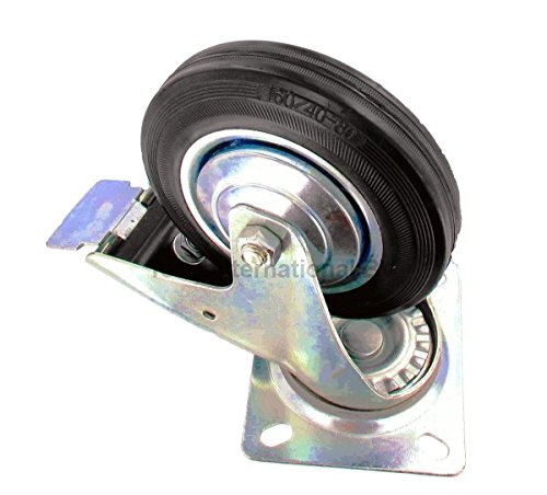 Preisvergleich Produktbild 200mm Lenkrolle Feststellbremse Bremse Möbelrollen Transportrollen mit Platte Bockrollen Apparaterollen Strandkorbrollen Schwenkrollen Laufrollen Gummi