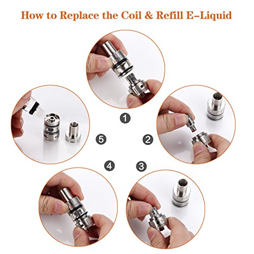 E Zigarette Starterset LoVaper® 60W Mod kit, 2200mAh Akku, Top Refill 0.3ohm/2.0ml Verdampfer Tank, TC(Temperaturregelung) Box Mod mit 18650 Integriertem Batterie, Electronic Cigarette Ohne Nikotin (Silber) - 7