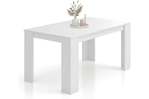 duehome | Mesa de Comedor, Mesa Fija, Modelo Naya, Acabado en Blanco Artik, Medidas: 140 cm (Largo) x 80 cm (Ancho) x 75 cm (Alto)