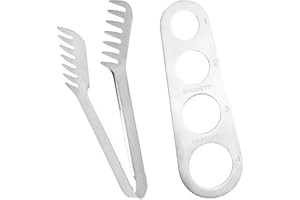 Cozlly Pinces à Spaghetti, pince de service à pâtes en acier inoxydable, Pinces en Forme de Peigne, mesure spaghetti avec 4 trous de mesure, Nouilles Pince à Pâtes Cuisine Outil De Cuisson