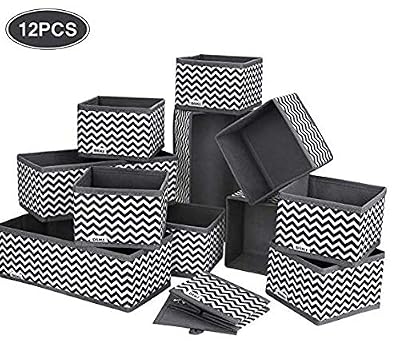 DIMJ Boite Rangement,12pcs boites de Rangement de Non-tissé Haute Qualite,Rangement tiroir Pliable et Respirant,Organisateur tiroir Ideal pour Soutiens-Gorge, Chaussettes, sous-vêtements, Cravates