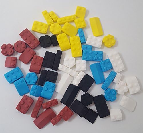 6 Edible men cupcake cake toppers decorations inspired unofficial Lego (50 x Mixed Bricks)