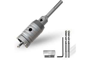 CSOOM Otwornica do betonu 40 mm z przedłużeniem SDS-Plus 110 mm, zestaw otwornic do betonu, zestaw otwornic do betonu, 4 wiertła centrujące 8 x 110 mm, końcówka z twardego metalu, 2 x wiertło