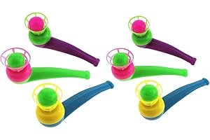 Txuolin 6 Pcs Floating Blow Pipe and Balls Game, Balance Blowing Stress Reliever for Adults Funny Party Supplies, Novelty Party Stress Relief (Random Color)