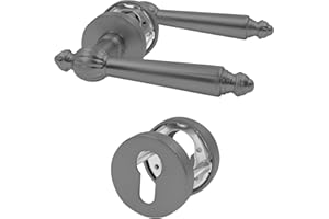 9BUILD Gris Porte Poignée de Porte Interieur avec Rossette，Intérieures poignee，Poignée de porte en Aluminium，Ferrure de porte errure de porte de jardin EU0038