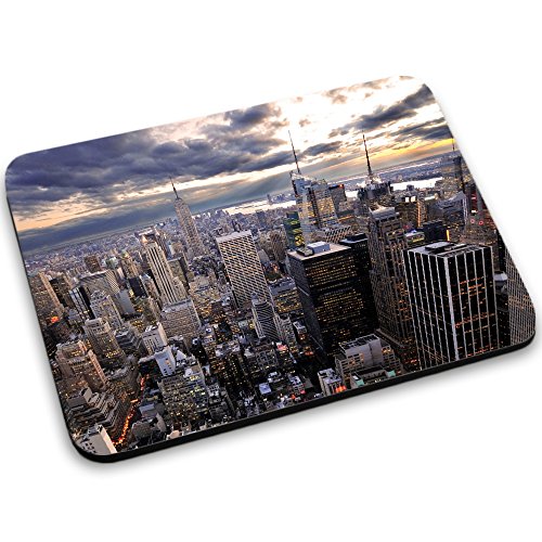 Städte 10007, New York, Mousepad Anti Rutsch Unterseite für Optimalen Halt Kompatibel mit allen Maustypen (Kugel, Optisch, Laser) Ideal für Gamer und für Grafikdesigner.
