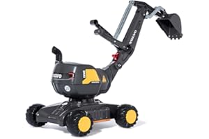 Rolly Toys rollyDigger Volvo EW160 Pala giocattolo (per bambini di 3-5 anni, pala di plastica, grigio/giallo) 421152, 102 x 43 x 74 cm