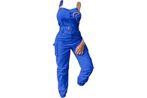 ORANDESIGNE Salopette Cargo Femme Sans Manches Combinaisons Ceinturées à Bretelles Réglables Mode Pantalon à Bavette Décontracté avec Poches