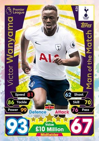 Match Attax 2017/18 Man Of The Match card #426 Victor Wanyama