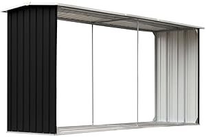 vidaXL Abri de Stockage à Bois Abri de Chauffage de Bois Abri de Jardin Rangement Extérieur Durable Acier Galvanisé 330x92x153 cm Anthracite