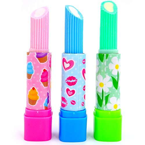German Trendseller® – 12 x Glitzernde – Lip – Stick Radierer für Kinder ┃ Kindergeburtstag ┃ Mitgebsel ┃ Lippenstift ┃ 12 Stück - 2
