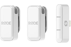 RØDE Wireless Micro - Micrófono inalámbrico Compacto, Dos micrófonos con Estuche de Carga para la creación de Contenido en Smartphone - Lightning, Blanco