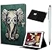 Produktbild Case für iPad Air/iPad Air 2/iPad 2017 9.7 Zoll Hülle Lederhülle Hören Sie Kopfhörer Elefanten Wallet Flip Case Kunstleder Ständer Cover Tasche Schutzhülle mit Auto Aufwachen/Schlaf Funktion