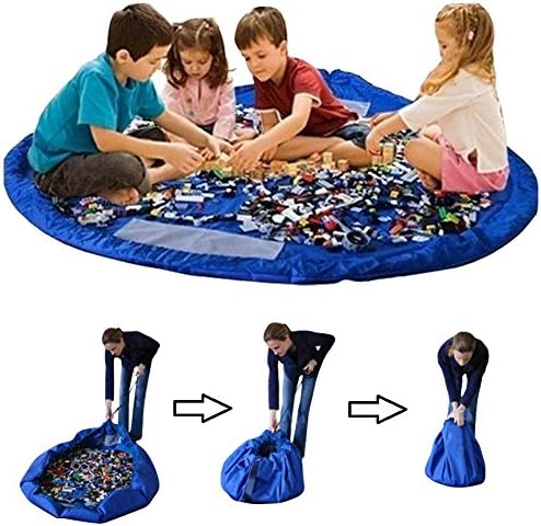 Toocoo Toy Storage Bag Portable Waterproof Kids Lego Storage Drawstring Organizer 150CM 60Inch Kids Play Mat(Blue)