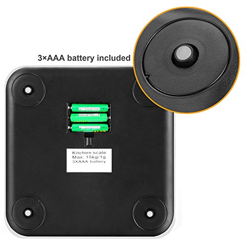 Homdox Digitale Küchenwaage Tara-Funktion 15Kg/1g Hohe Präzision Mini Multifunktionale Electronische Waage - 5