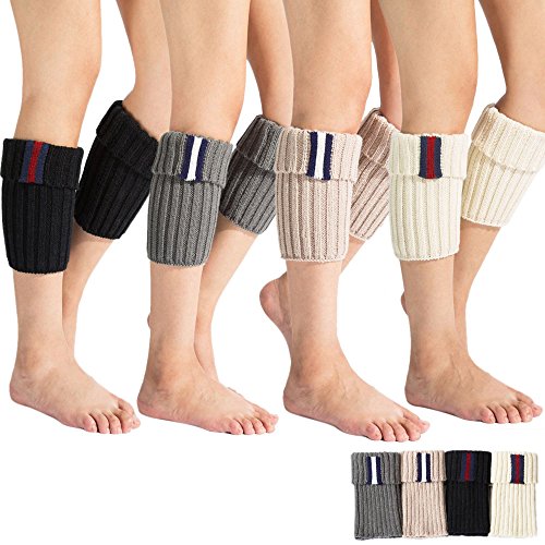 Preisvergleich Produktbild NEEDOON Damen 4 paar Stricken Socken Stulpen Kurzer Boot Abdeckung