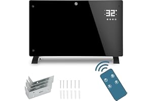 Ikodm Chauffage électrique, 2000 W, convecteur, radiateur électrique, sur pied, radiateur infrarouge, avec télécommande, thermostat et commande d'application, montage mural, économe en énergie