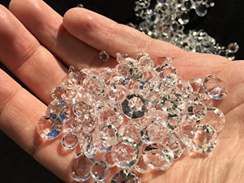 600 Stück Mischung glitzernde Deko Diamanten Brillianten Strasssteine Acrylsteine verschiedene Größen 11mm + 7mm + 5mm transparent klar kristall basteln Gltzersteine Schmucksteine Strass Steine zum Verzieren Dekorieren von CRYSTAL KING - 2
