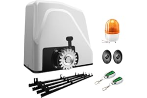 TOPENS RK1100T Automatic Sliding Gate Opener Rack Drive Electric Gate Motor for Heavy Driveway Slide Gates Up to 1300kg, Security Gate Operator AC Powered with Gear Rack, Beacon and Photo Sensor