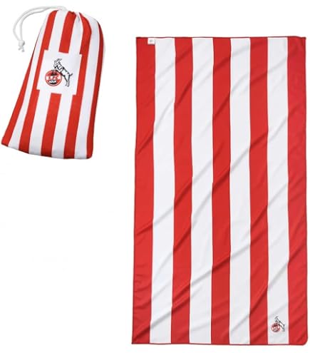 1. FC Köln Waschhandschuh – Rot-weiß Gestreift, Aus Baumwolle, Inkl. „I Love Köln“ Lesezeichen