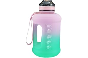 Goodatech Botella de Agua Deportiva, 1.8L/63 OZ, a Prueba de Fugas, sin BPA, con Marcador de Tiempo, Reutilizable para Atletismo, Ciclismo, Gimnasio, Oficina, Viajes al Aire Libre（Degradado_Rosa）