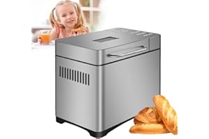 SHZICMY Panificadora 19 en 1, de acero inoxidable con panel táctil digital, 650 W, con caja automática de ingredientes