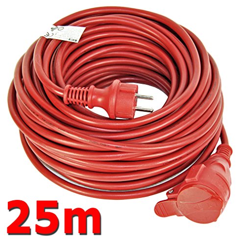Gummi Verlängerungskabel 25m Strom 3x 1,5 mm² IP44 Stromkabel für Garten - 6