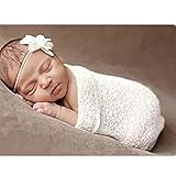 Luxury Stretch Newborn Boy Girl Baby Photography Props Wrap Yarn Cloth Blanket (White)