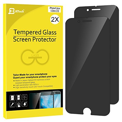 FR Avis iPhone 6s Plus Confidentiel Film Protection Ecran, JETech 2-Pack Prime Anti-Espion Protection Ecran en verre trempé pour Apple iPhone 6 Plus et iPhone 6s Plus (Noir) 