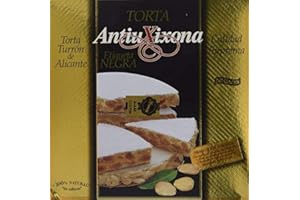 TURRONES FABIÁN Torta de Turrón espagnol (dur) avec dénomination d'origine - Marque Antiu Xixona, Nougat Label Noir, Qualité Suprême, 200g