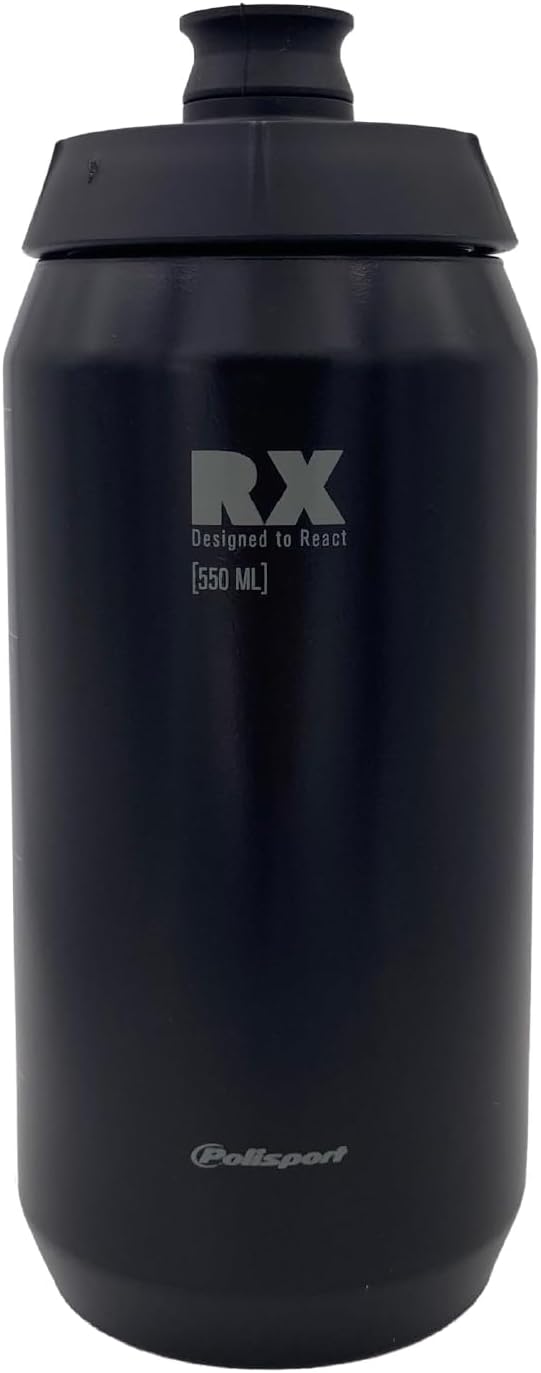 Polisport 8645600798 R 550ml AMZ Botella de Agua Multi-Deporte, Capacidad 550ml, Ultra-Ligero, Flexible, Boquilla Soft-Touch, Sin BPA, Bidón Ciclismo, MTB, Color Negro