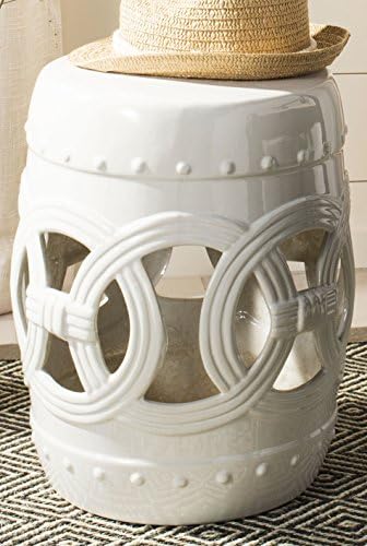 Ariel White Ceramic Double Coin Stool in White
