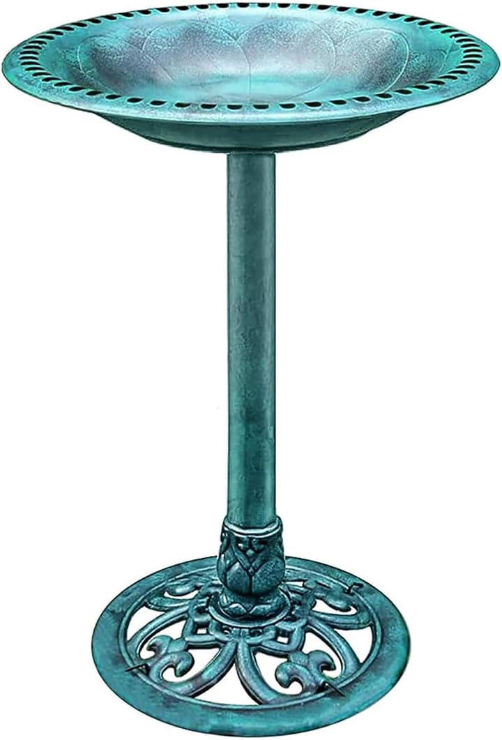 VIVOHOME Baño para Pájaros de Jardín al Aire Libre Ligero de Poliresina 71cm de Altura Verde