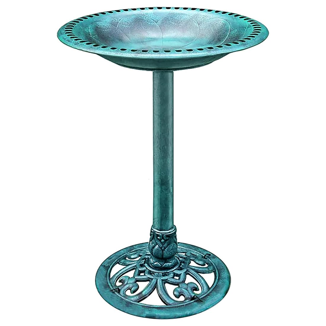 VIVOHOME Baño para Pájaros de Jardín al Aire Libre Ligero de Poliresina 71cm de Altura Verde - 1