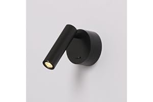 DAWALIGHT LED Wall Reading Light 3W 3000K Adjustable Wall Lamp with Switch for Bedroom Living Room Hotel Desk Bedside, Aluminum, Black