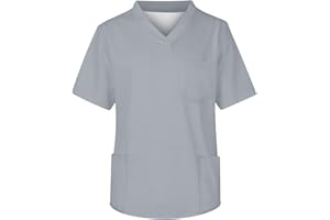 ROSENNIE Kasacks Herren Pflege V-Ausschnitt Musterdruck Pflege Große Größen Kurzarm Schlupfkasack Mit Taschen Loose Fit Arbeitshemd Kompressionsshirt Relaxed Fit Freizeithemden Sommerhemd Leichte Freizeitshirt